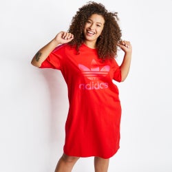 Women Dresses - adidas Marimekko Trefoil Print Infill Tee Dress (Plus Size) - Red-Red