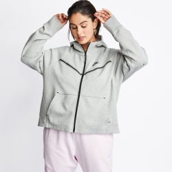 Women Hoodies - Nike Tech Fleece Plus Over The Head - Grey-Grey