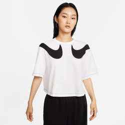 Women T-Shirts - Nike Swoosh - White-Black-Black