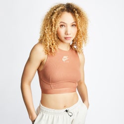 Women Vests - Nike Air Rib Sleeveless Top - Brown-Brown