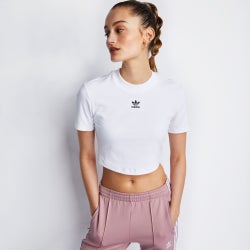 Women Sweatshirts - adidas Classic Tref Crop Tee - Whtie-Black