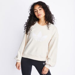 Women Sweatshirts - adidas Originals Aerobic Crew Neck Top - Off White-Off White