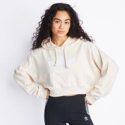 Women Hoodies - adidas Originals Aerobic Over The Head Hoody - Off White-Off White