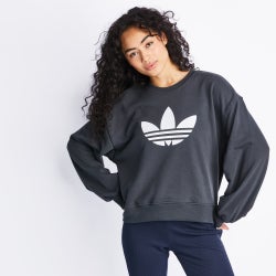 Women Sweatshirts - adidas Originals Aerobic Crew Neck Top - Charcoal-Charcoal