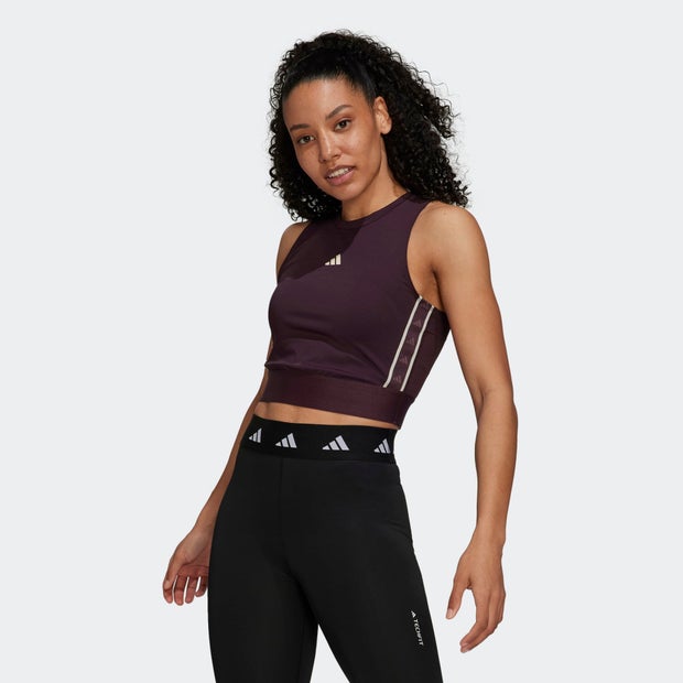 Adidas Techfit Training Crop Top With Branded Tape - Dames Vests