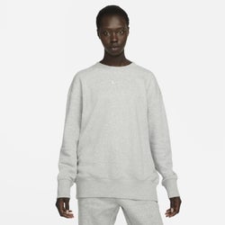 Women Sweatshirts - Nike Sportswear Phoenix Oversized Crew-neck - Dark Grey Heather-Sail