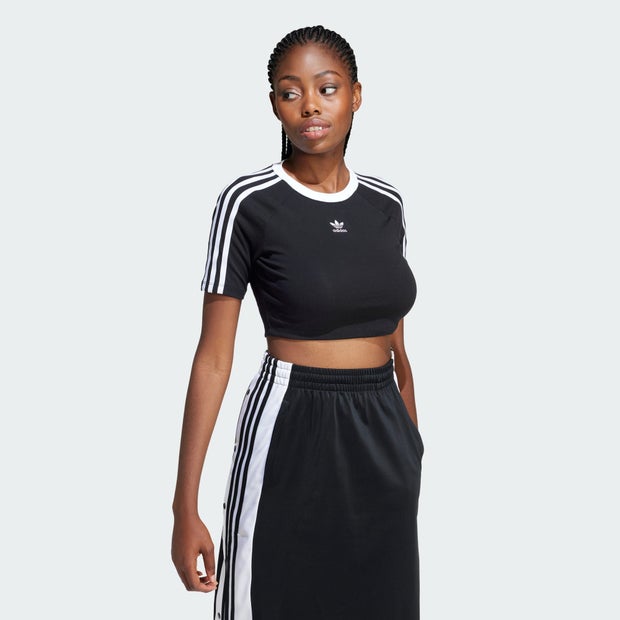 Adidas 3-stripes Baby Femme - T-Shirts, Noir - Taille 32/XXS - Jersey de coton