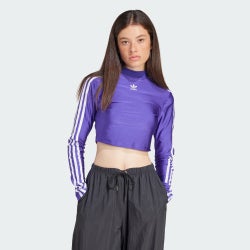 Damen T-Shirts - adidas 3-Stripes Cropped Long-sleeve - Energy Ink-Energy Ink
