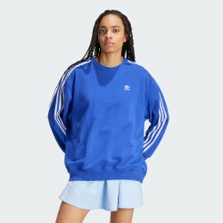 Femme Sweats - adidas 3-Stripes Oversized Crew - Semi Lucid Blue-Semi Lucid Blue