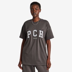 Women T-Shirts - Peach Fit Pch - Charcoal-Charcoal