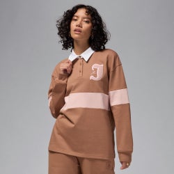 Women T-Shirts - Jordan Long Sleeve Tee - Archaeo Brown-Pink Oxford