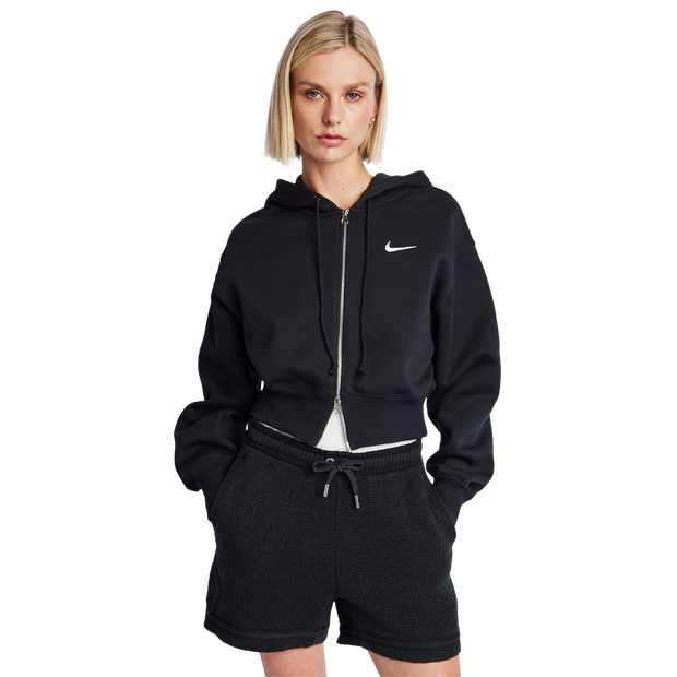 Image of Nike Phoenix Loose Crop female Felpe con cappuccio - Nero - Foot Locker035