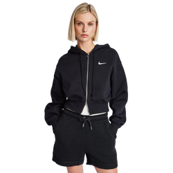 Damen Hoodies - Nike Phoenix Loose Crop - Black-Sail