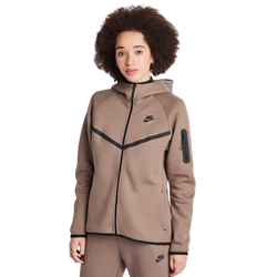 Women Hoodies - Nike Tech Fleece Oversized Full-Zip Hoodie - Mink Brown-Black