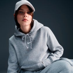 Women Hoodies - Nike Phoenix - Dark Grey Heather-Sail