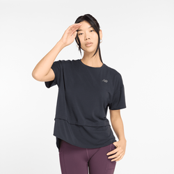 Women T-Shirts - New Balance Drapey Jersey Oversized - Black-Black