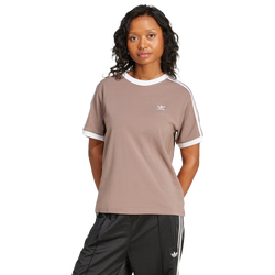 Femme T-Shirts - adidas 3 Stripes - Trace Brown-Trace Brown