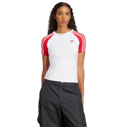 Damen T-Shirts - adidas Adicolor 3-Stripes - White-Better Scarlet