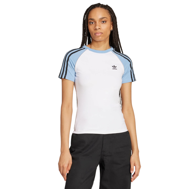 Adidas Adicolor 3-stripes T-shirts Dames - Wit - Maat 34 - Katoen Jersey