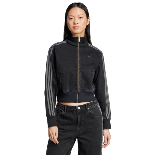 Adidas Adicolor Denim Women Track Tops - Black - Size XXS - Cotton Jersey