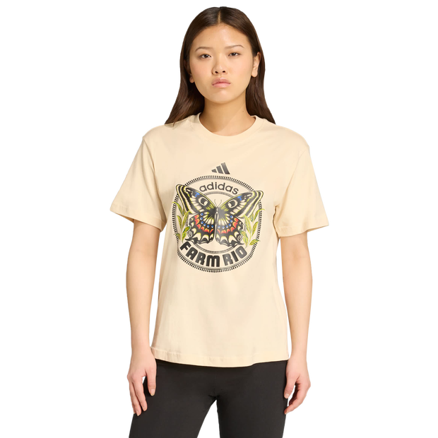 Adidas X Farm Graphic T-shirt Donna - Magliette Beige - Taglia 36 - Jersey di cotone