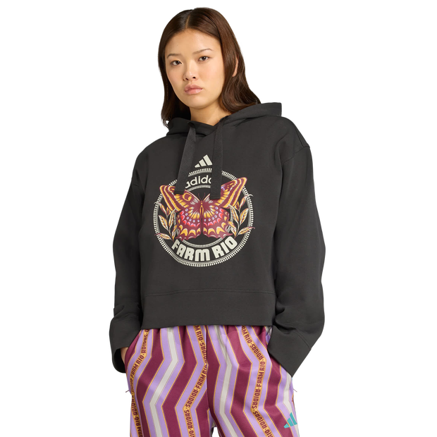 Adidas X Farm Hoodie Hoodies Dames - Zwart - Maat 42 - Katoen Jersey