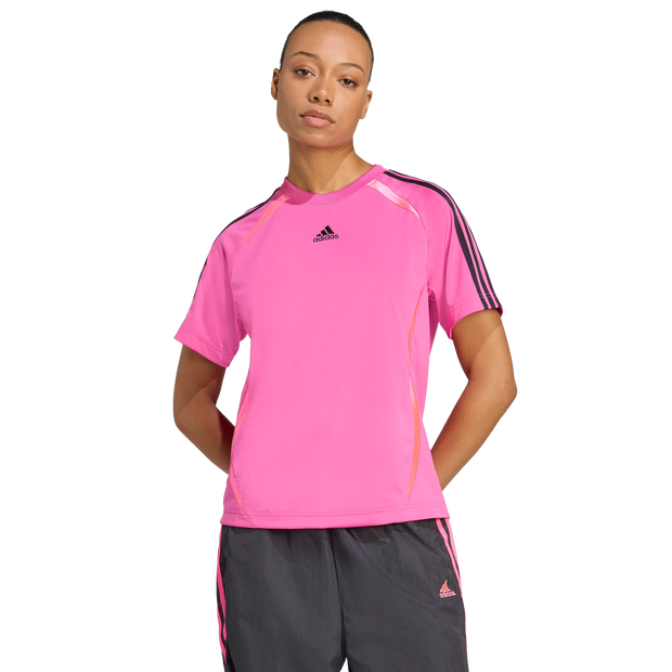 Image of Adidas Adicolor Teamgeist Loose T-shirt female Magliette - Rosa - Poly Mesh - Foot Locker035