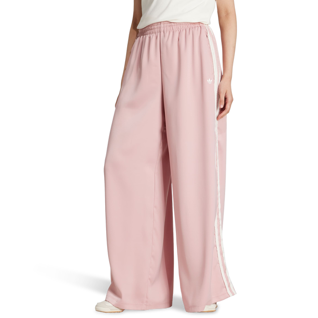Image of Adidas Originals Satin Wide Leg Track Bottoms female Pantaloni - Rosa - Poly Mesh - Foot Locker035