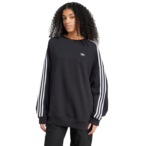 Image of Adidas Adicolor 3-stripes Adilenium Sweatshirt female Felpe - Nero - Rete/Sintetico - Foot Locker035