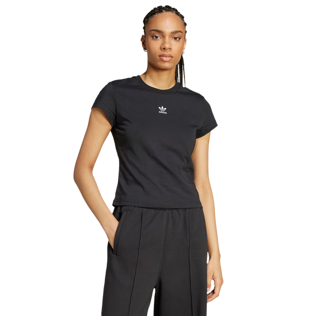 Adidas Essentials Slim T-shirt Women T-Shirts - Black - Size M - Cotton Jersey