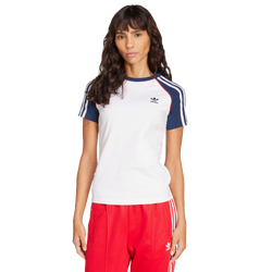 Damen T-Shirts - adidas Adicolor 3-Stripes Raglan Slim T-shirt - White-Night Indigo