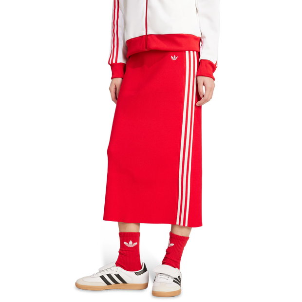 Adidas Adicolor Knit 3-stripes Skirt Women Skirts - Red - Size S - Cotton Canvas