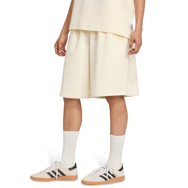 Adidas Essentials Linear Shorts Oversized Korte Broeken Dames - Wit - Maat 38 - Katoen Jersey