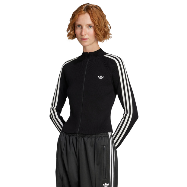 Adidas Adicolor 3-stripes Slim Sports Jacket Women Jackets - Black - Size XL - Cotton Canvas