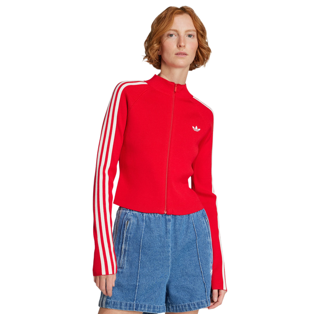 Adidas Adicolor 3-stripes Slim Sports Jacket Mujer Chaquetas - Rojo - Talla 40 - Loneta de algodón