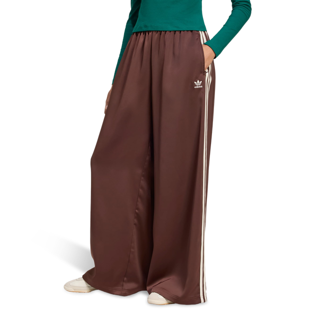 Adidas Adicolor Satin Wide Leg Track Joggers Donna - Pantaloni Marrone - One Size - Poly Mesh