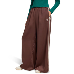 Dames Broeken - adidas Adicolor Satin Wide Leg Track Joggers - Auburn-Cream White