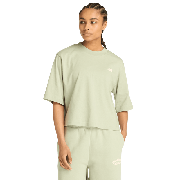 New Balance Linear Heritage Relaxed T-shirt Donna - Magliette Verde - Taglia XL - Jersey di cotone
