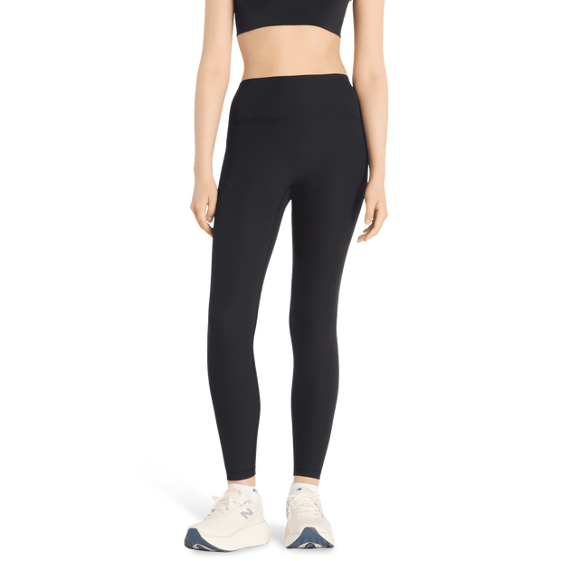 New Balance Ribbed High Rise Legging Women Leggings - Black - Size XS - Poly Jersey