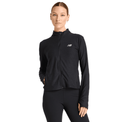 Women Track Tops - New Balance Space Dye Full Zip - Black Heather-Black Heather