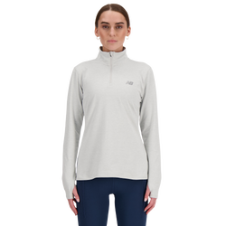 Women Track Tops - New Balance Sport Essentials Quarter Zip - Ash Heather-Ash Heather
