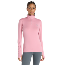 Women Track Tops - New Balance Sport Essentials Quarter Zip - Pink Taffy-Pink Taffy