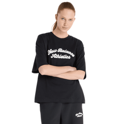 Dames T-Shirts - New Balance Linear Heritage Oversized T-shirt - Black-Black