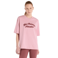 Dames T-Shirts - New Balance Linear Heritage Oversized T-shirt - Pink Taffy-Pink Taffy