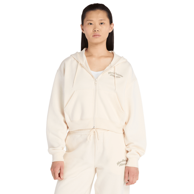 New Balance fleece Hoodies Dames - Beige - Maat M - Katoen Jersey