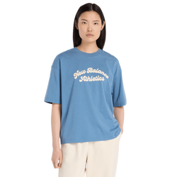 Dames T-Shirts - New Balance Linear Heritage Oversized T-shirt - Shoreline Blue-Shoreline Blue
