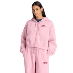 Mujer Hoodies - New Balance Linear Heritage Fleece Full Zip - Pink Taffy-Pink Taffy