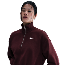 Women Sweatshirts - Nike Sportswear Phoenix 1/4-Zip Sweatshirt - Burgundy Crush-Sail