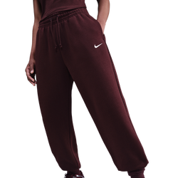 Women Pants - Nike Sportswear Phoenix High-waisted Bottoms - Burgundy Crush-Sail