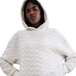 Women Hoodies - Nike Sportswear Phoenix Jacquard Pullover Hoodie - Sail-Sand Drift